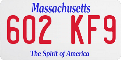 MA license plate 602KF9