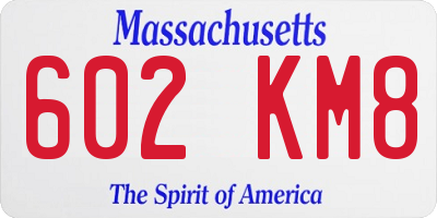 MA license plate 602KM8