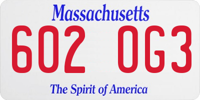 MA license plate 602OG3