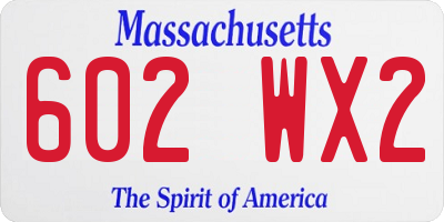 MA license plate 602WX2