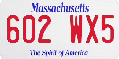 MA license plate 602WX5