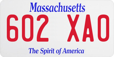 MA license plate 602XA0