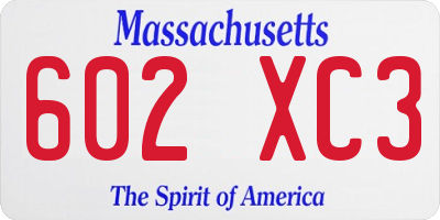 MA license plate 602XC3