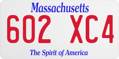 MA license plate 602XC4