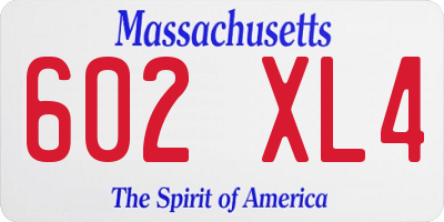 MA license plate 602XL4