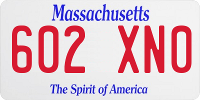 MA license plate 602XN0