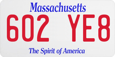 MA license plate 602YE8