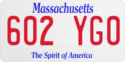 MA license plate 602YG0