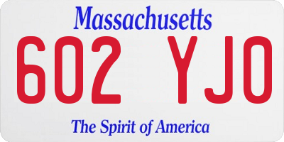 MA license plate 602YJ0