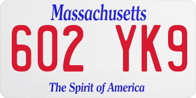 MA license plate 602YK9