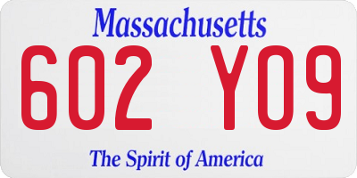 MA license plate 602YO9