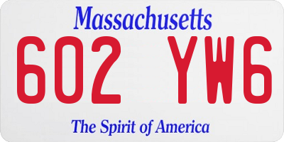 MA license plate 602YW6