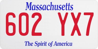 MA license plate 602YX7