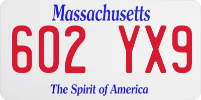 MA license plate 602YX9