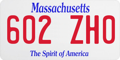 MA license plate 602ZH0