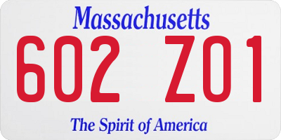 MA license plate 602ZO1
