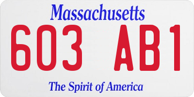 MA license plate 603AB1