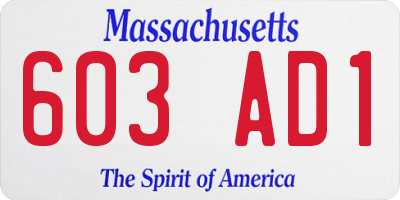 MA license plate 603AD1