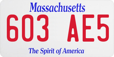 MA license plate 603AE5