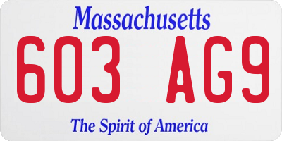 MA license plate 603AG9