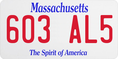 MA license plate 603AL5