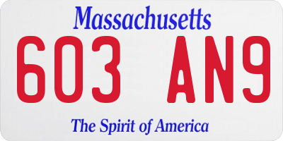 MA license plate 603AN9