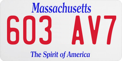 MA license plate 603AV7