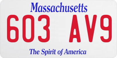 MA license plate 603AV9