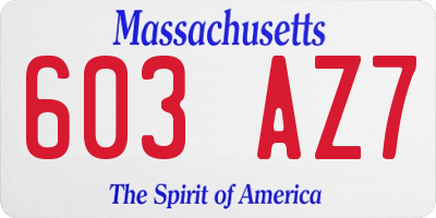 MA license plate 603AZ7