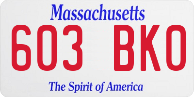 MA license plate 603BK0