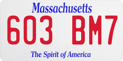 MA license plate 603BM7