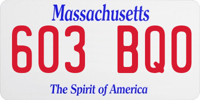 MA license plate 603BQ0