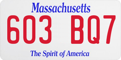 MA license plate 603BQ7