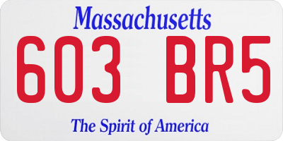 MA license plate 603BR5