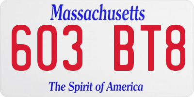 MA license plate 603BT8