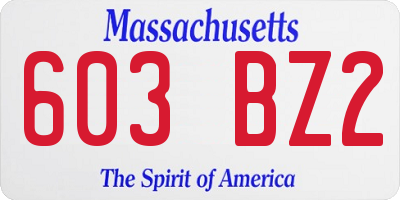 MA license plate 603BZ2