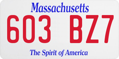 MA license plate 603BZ7
