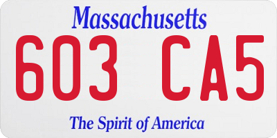 MA license plate 603CA5