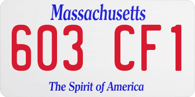 MA license plate 603CF1