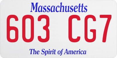 MA license plate 603CG7