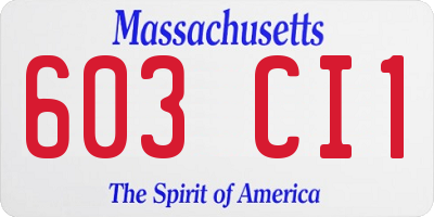 MA license plate 603CI1