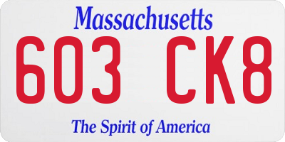 MA license plate 603CK8