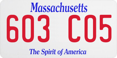 MA license plate 603CO5