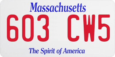MA license plate 603CW5
