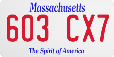 MA license plate 603CX7
