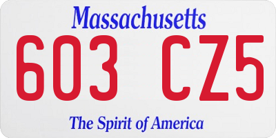 MA license plate 603CZ5