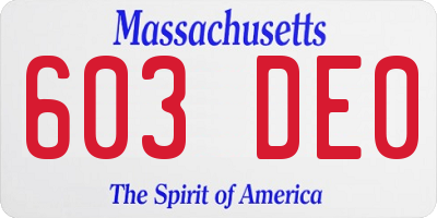 MA license plate 603DE0