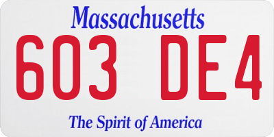 MA license plate 603DE4