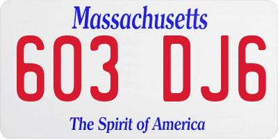 MA license plate 603DJ6