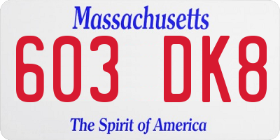 MA license plate 603DK8